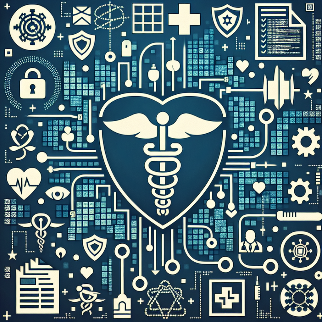 "Ilustração mostrando como a tecnologia blockchain está transformando a privacidade e segurança dos dados médicos na saúde, com elementos visuais de cadeados digitais e uma rede de dados conectados."